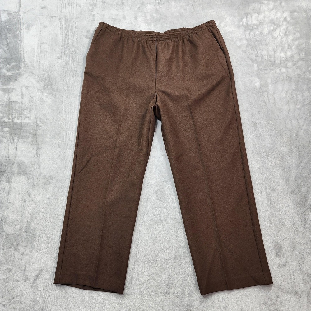 Vintage Alfred Dunner Pants Womens 22W Brown Straight Leg Pull On Office Casual